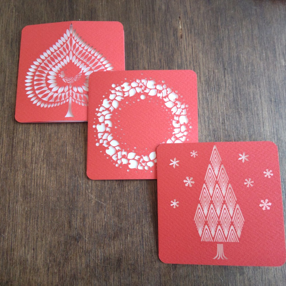 kirie-decoセット 　C【クリスマス】３種セット（切り絵グリーティングカード） 3枚目の画像