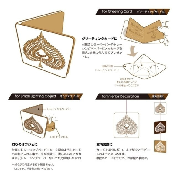 kirie-decoセット 　D【動物】４種セット（切り絵グリーティングカード） 4枚目の画像