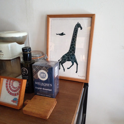 モノトーンポスター　Giraffe & Bird　キリンとトリ 5枚目の画像