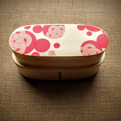 木製わっぱ二段スリム弁当箱MIZUTAMA~水玉~ 1枚目の画像