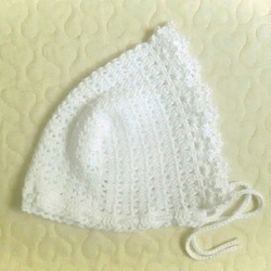 フリルボンネット帽子  ホワイト 2枚目の画像