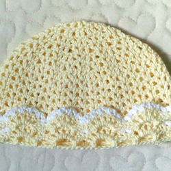 フリルのお帽子  ～49cm   クリームレモン 2枚目の画像