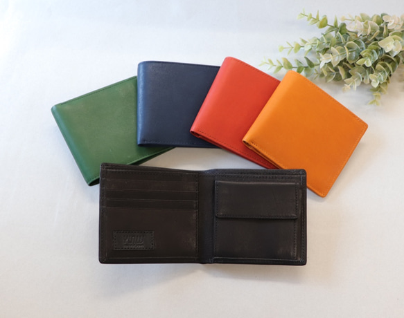 新品 CARCRU 2つ折り財布 牛革 イタンアンレザー ブラック×レッド グローブレザー2つ折り財布□ブラック□ 牛革 本革 オイルレザー
