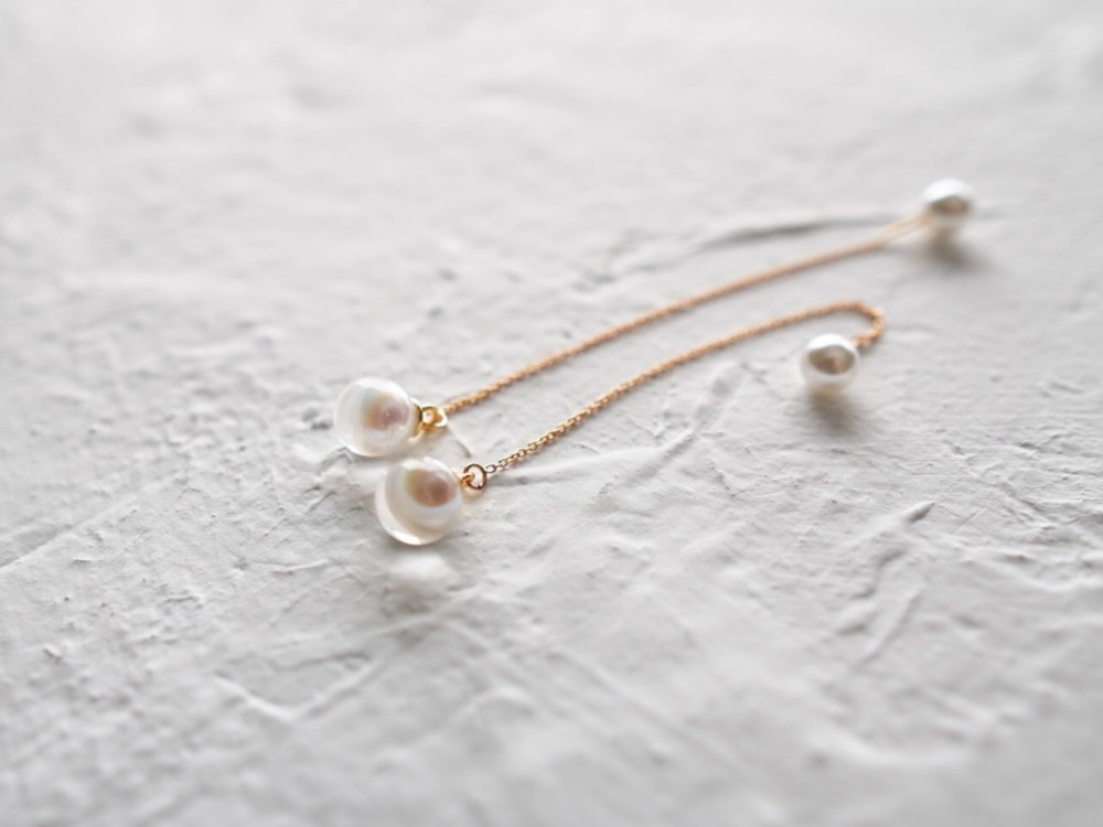 人魚の涙の耳飾り 8mm (K14gf)