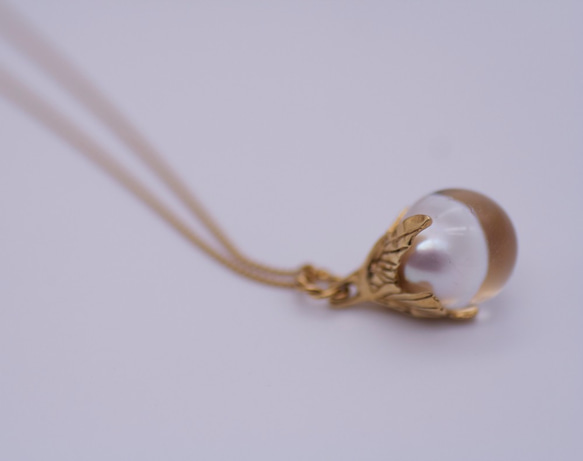 人魚姫の涙の首飾り　13mm　真鍮/シルバー（Goldコーティング） 6枚目の画像
