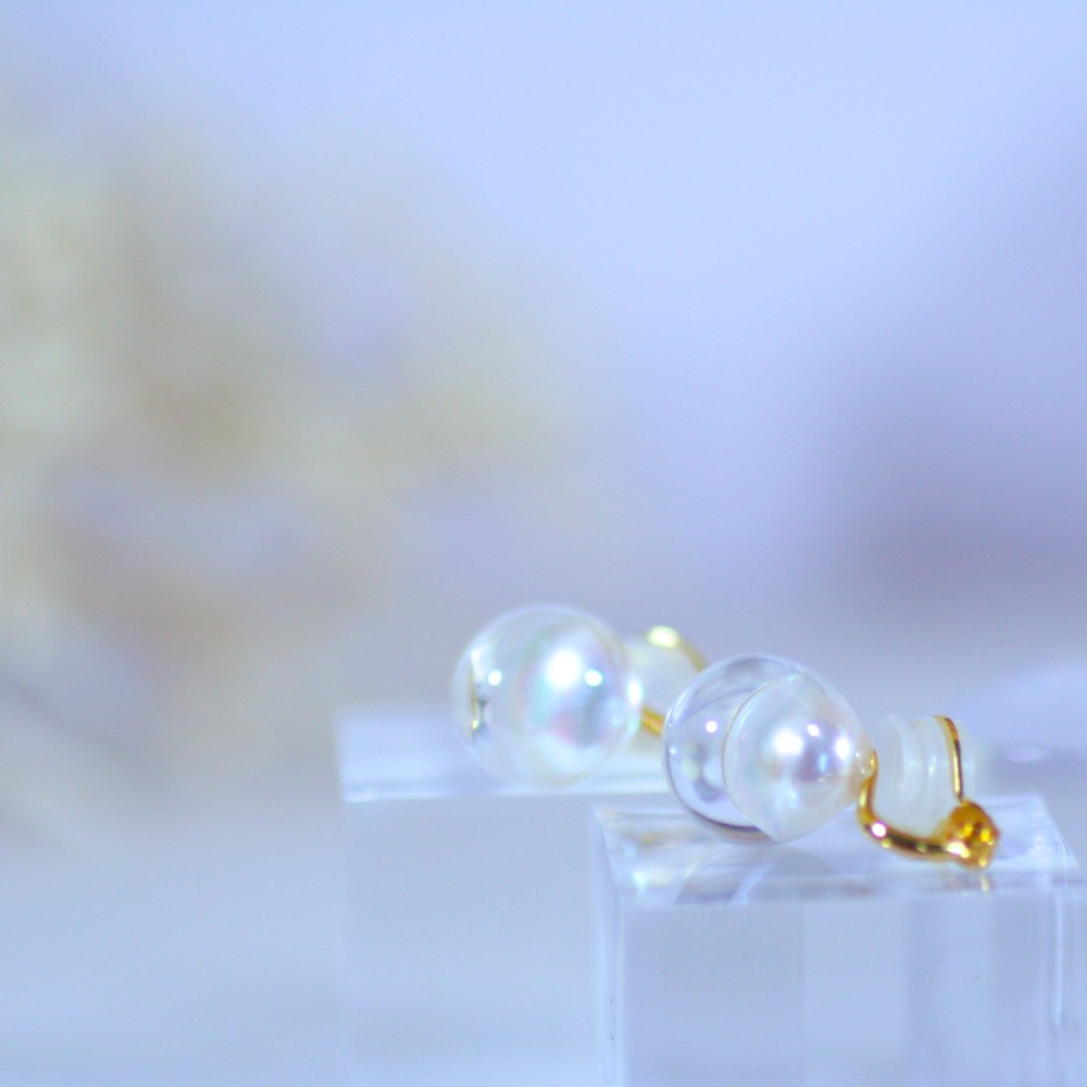 人魚の涙の耳飾り13mm ClipEarrrings/Gold