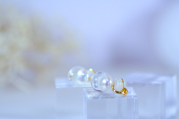 人魚の涙の耳飾り13mm ClipEarrrings/Gold 4枚目の画像