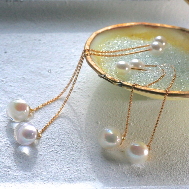 人魚の涙の耳飾り　10mm　K14gf