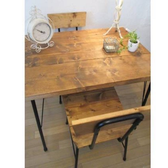 【w650奥行き600】レトロ風　ダイニングテーブル　アンティーク風　ワークテーブル　鉄脚　アイアン