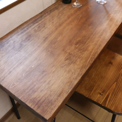 w1560　一枚板ヒノキ　カウンターテーブル　 ダイニングテーブル　在宅デスク　テレワーク　アンティーク風 5枚目の画像