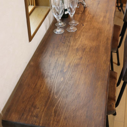 w1730　一枚板ヒノキ　カフェ カウンターテーブル　ダイニングテーブル　在宅デスク　テレワーク　アンティーク風 6枚目の画像