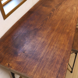 ｗ1710　一枚板ヒノキ　カウンターテーブル　 カフェ ダイニングテーブル　在宅勤務　テレワーク　アンティーク風 4枚目の画像