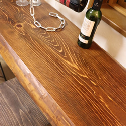 ｗ1670　一枚板ヒノキ　カウンターテーブル　 カフェ ダイニングテーブル　在宅勤務　テレワーク　アンティーク風 4枚目の画像