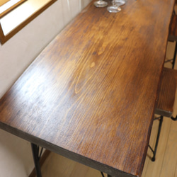 w1730　一枚板ヒノキ　カフェ カウンターテーブル　ダイニングテーブル　在宅デスク　テレワーク　アンティーク風 5枚目の画像
