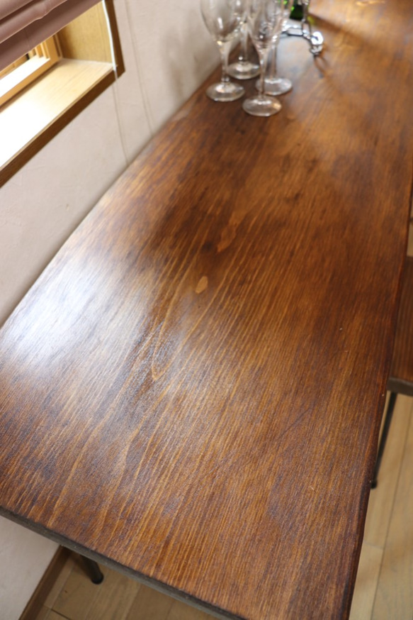 w1730　一枚板ヒノキ　カフェ カウンターテーブル　ダイニングテーブル　在宅デスク　テレワーク　アンティーク風 10枚目の画像