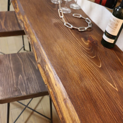 ｗ1520　一枚板ヒノキ　カウンターテーブル　 カフェ ダイニングテーブル　在宅勤務　テレワーク　アンティーク風 3枚目の画像