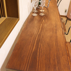 ｗ1520　一枚板ヒノキ　カウンターテーブル　 カフェ ダイニングテーブル　在宅勤務　テレワーク　アンティーク風 6枚目の画像