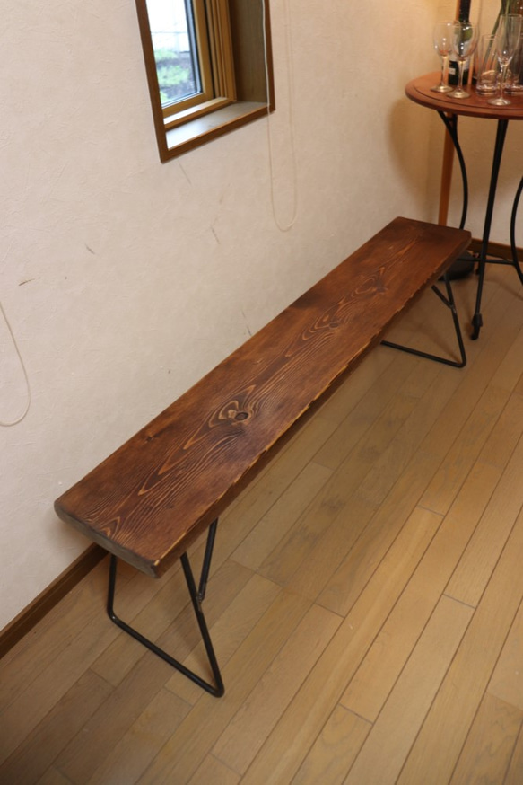 ベンチ【W1300×D230】アンティーク風ダイニングテーブル用ベンチ鉄脚アイアン 6枚目の画像
