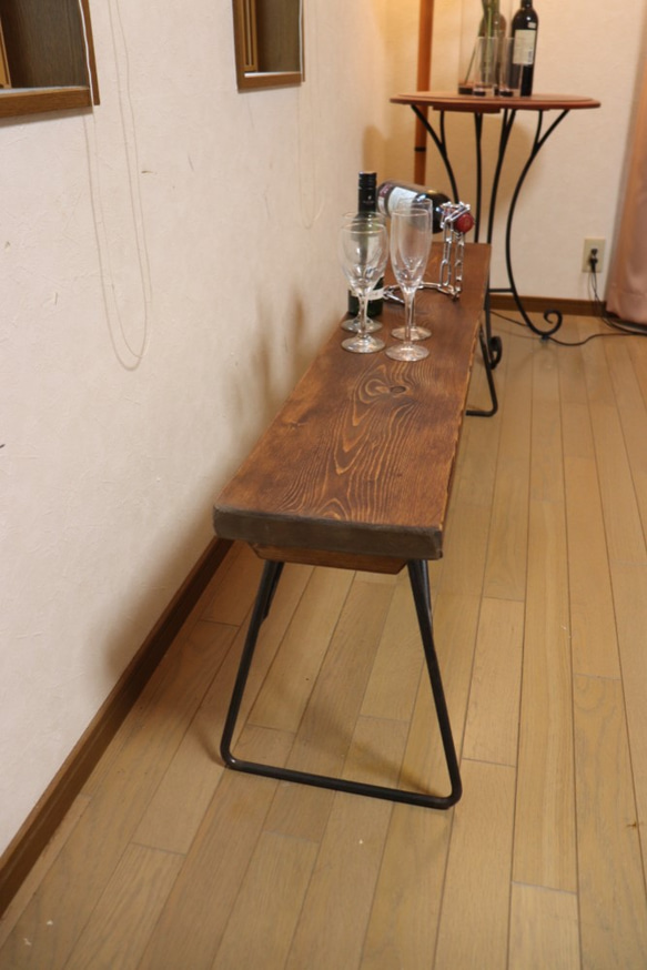 ベンチ【W1300×D230】アンティーク風ダイニングテーブル用ベンチ鉄脚アイアン 7枚目の画像