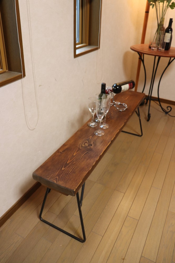 ベンチ【W1300×D230】アンティーク風ダイニングテーブル用ベンチ鉄脚アイアン 8枚目の画像