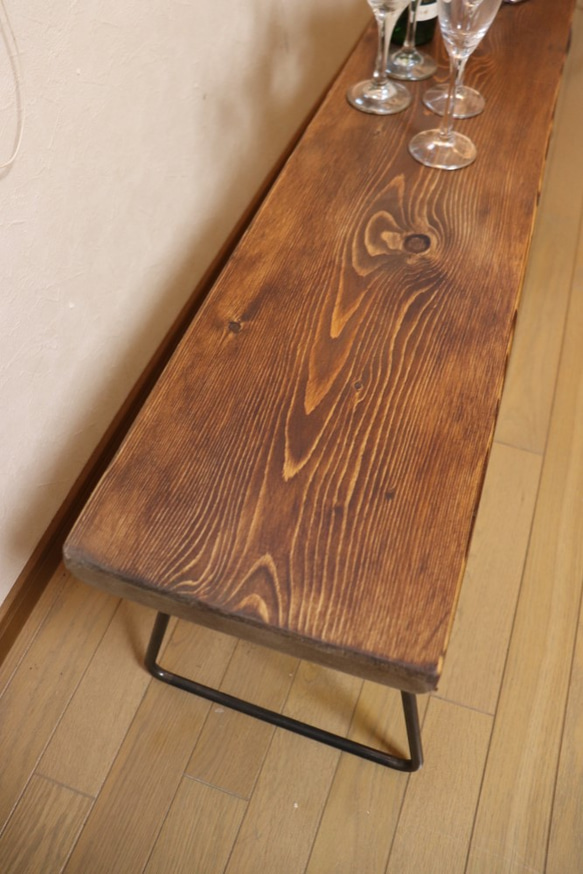ベンチ【W1300×D230】アンティーク風ダイニングテーブル用ベンチ鉄脚アイアン 2枚目の画像