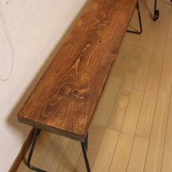 ベンチ【W1250×D230】アンティーク風ダイニングテーブル用ベンチ鉄脚アイアン 3枚目の画像