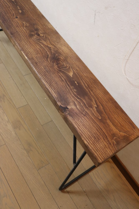 ベンチ【W1250×D230】アンティーク風ダイニングテーブル用ベンチ鉄脚アイアン 8枚目の画像