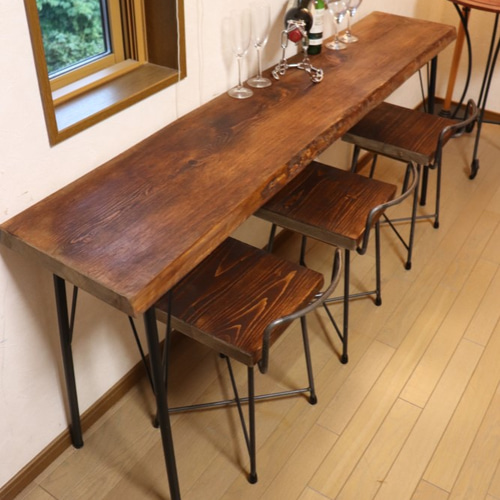 檜一枚板ダイニングテーブルカウンター