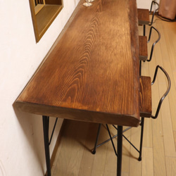 ｗ1890厚５5一枚板ヒノキカウンターテーブル　 カフェ ダイニングテーブル在宅勤務　テレワーク　アンティーク風 5枚目の画像