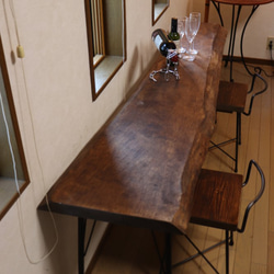 ｗ１７７０一枚板　樺桜（カバザクラ）カウンターテーブル　 カフェ ダイニングテーブル在宅勤務　テレワーク　アンティーク風 4枚目の画像