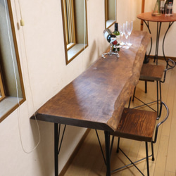 ｗ１７７０一枚板　樺桜（カバザクラ）カウンターテーブル　 カフェ ダイニングテーブル在宅勤務　テレワーク　アンティーク風 9枚目の画像