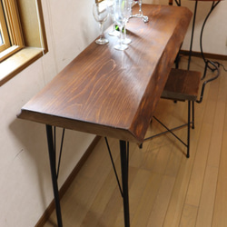 ｗ1410一枚板ヒノキカウンターテーブル 厚45　 カフェ ダイニングテーブル在宅勤務　テレワーク　アンティーク風 3枚目の画像
