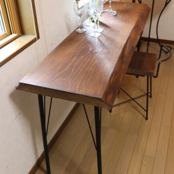 ｗ1410一枚板ヒノキカウンターテーブル 厚45　 カフェ ダイニングテーブル在宅勤務　テレワーク　アンティーク風 5枚目の画像