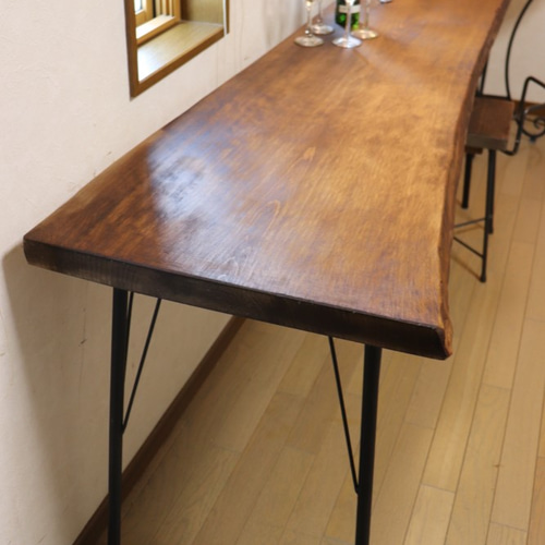 大きいw1840一枚板ヒノキカウンターテーブル 厚44!!カフェ ダイニング 