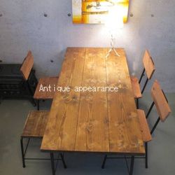 【サイズ約W1500×D700】アンティーク風ダイニングテーブル・鉄脚アイアン 2枚目の画像