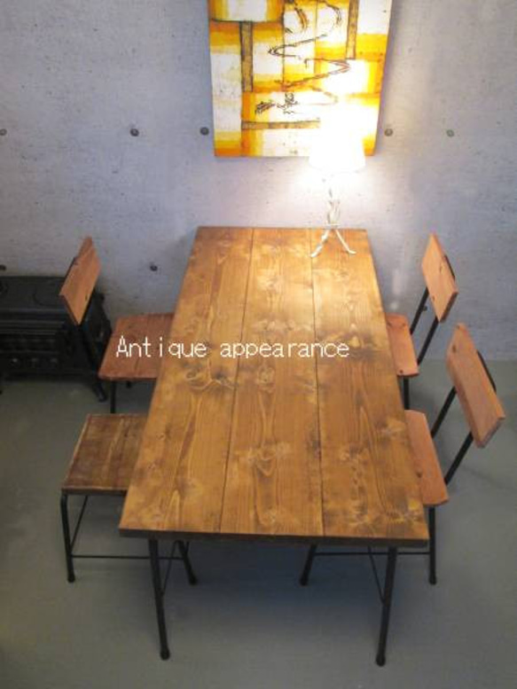 【サイズ約W1300×D700】アンティーク風ダイニングテーブル・鉄脚アイアン　テーブル 5枚目の画像