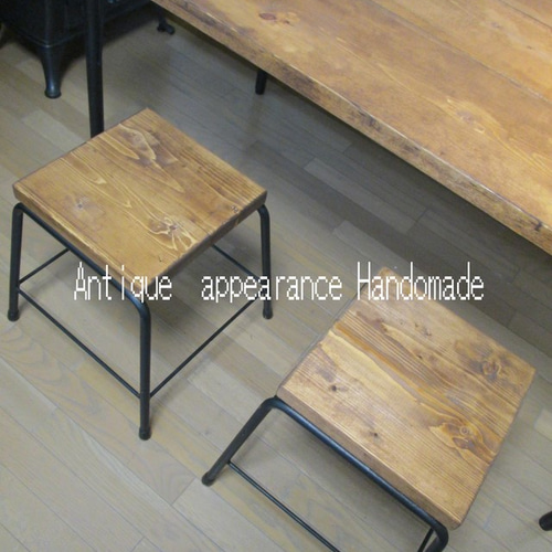 アンティーク風ダイニングテーブル・用 イス(スツール）2脚セット 鉄