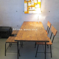 【サイズ約W1200×D700】アンティーク風ダイニングテーブル・鉄脚アイアン　テーブル 4枚目の画像