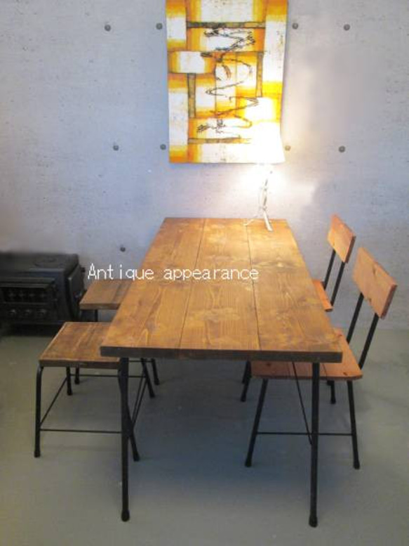 【サイズ約W1200×D700】アンティーク風ダイニングテーブル・鉄脚アイアン　テーブル 4枚目の画像