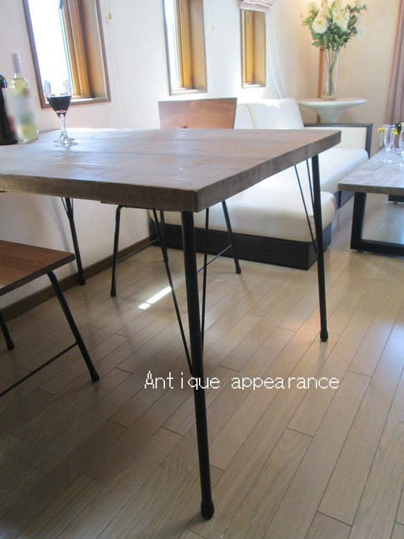 【サイズ約W1200×D800】アンティーク風ダイニングテーブル・鉄脚アイアン　テーブル 2枚目の画像