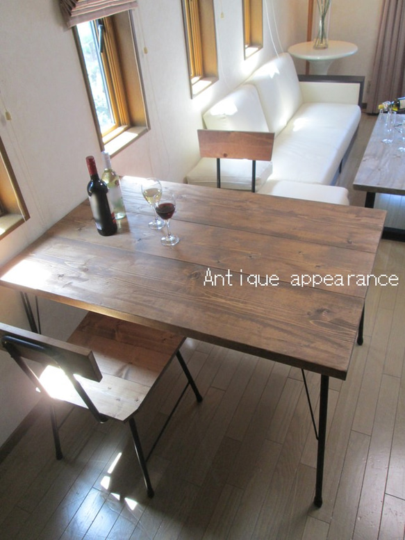 カフェ【サイズ約W1500×D800】アンティーク風ダイニングテーブル・鉄脚アイアン　テーブル 2枚目の画像