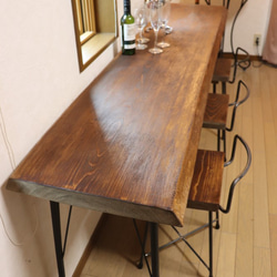 長いw1930一枚板ヒノキカウンターテーブル カフェ ダイニングテーブル