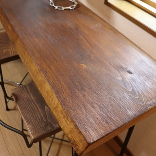 [セール]1枚板　ヒノキ　カウンターテーブル 長いw1930一枚板ヒノキカウンターテーブル カフェ ダイニングテーブル
