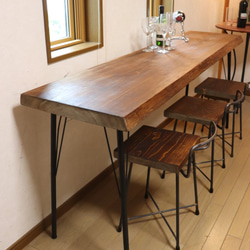 w1760一枚板ヒノキカウンターテーブル 　カフェ ダイニングテーブル在宅勤務　テレワーク　アンティーク風 9枚目の画像
