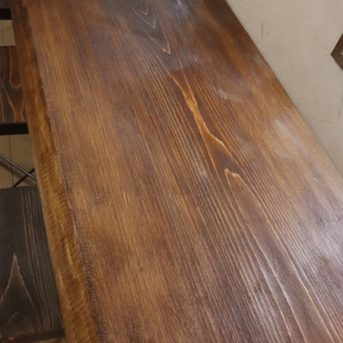 奥行き広めW1850一枚板ヒノキカウンターテーブルお店様 カフェ