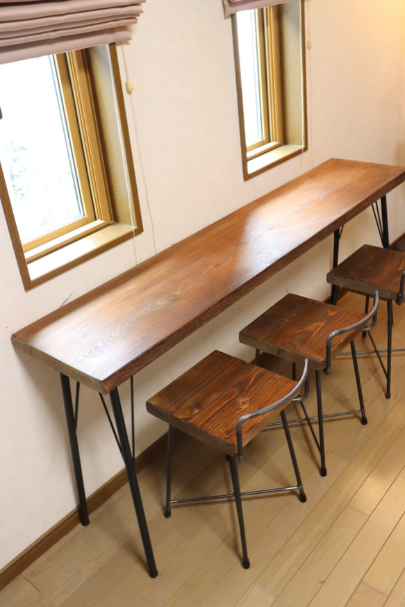 W1600一枚板ヒノキ カウンターテーブル　お店様用 カフェ ダイニングテーブル在宅勤務　テレワーク　店舗什器 10枚目の画像