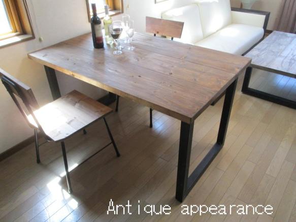【サイズ約W1200×D750】ダイニングテーブル・角鉄脚アイアン　テーブル 1枚目の画像