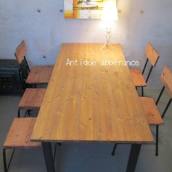 【サイズ約W1700×D800】アンティーク風ダイニングテーブル・角鉄脚アイアン　テーブル 2枚目の画像