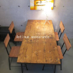 【サイズ約W900×D600】アンティーク風ダイニングテーブル・鉄脚アイアン　テーブル 1枚目の画像