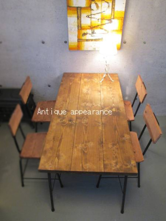 【サイズ約W900×D600】アンティーク風ダイニングテーブル・鉄脚アイアン　テーブル 1枚目の画像